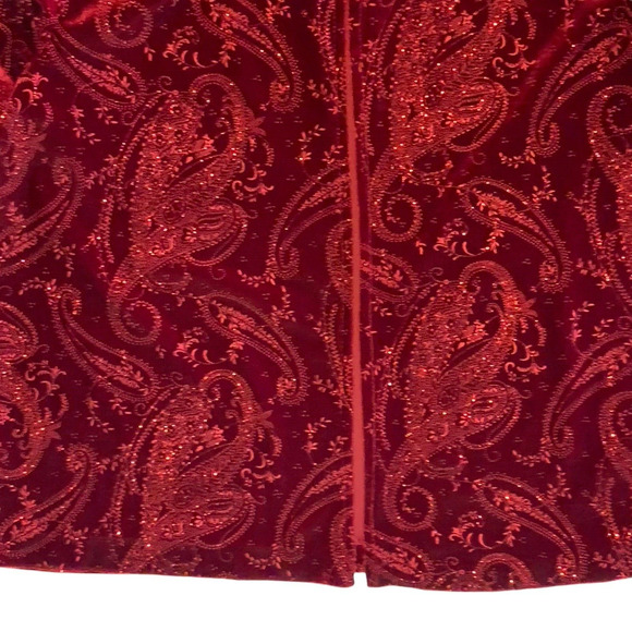 R&K Evening Cardigan & Tank Set Sz 14 Glittery Cocktail Party Stretch Red Velour - Picture 11 of 14